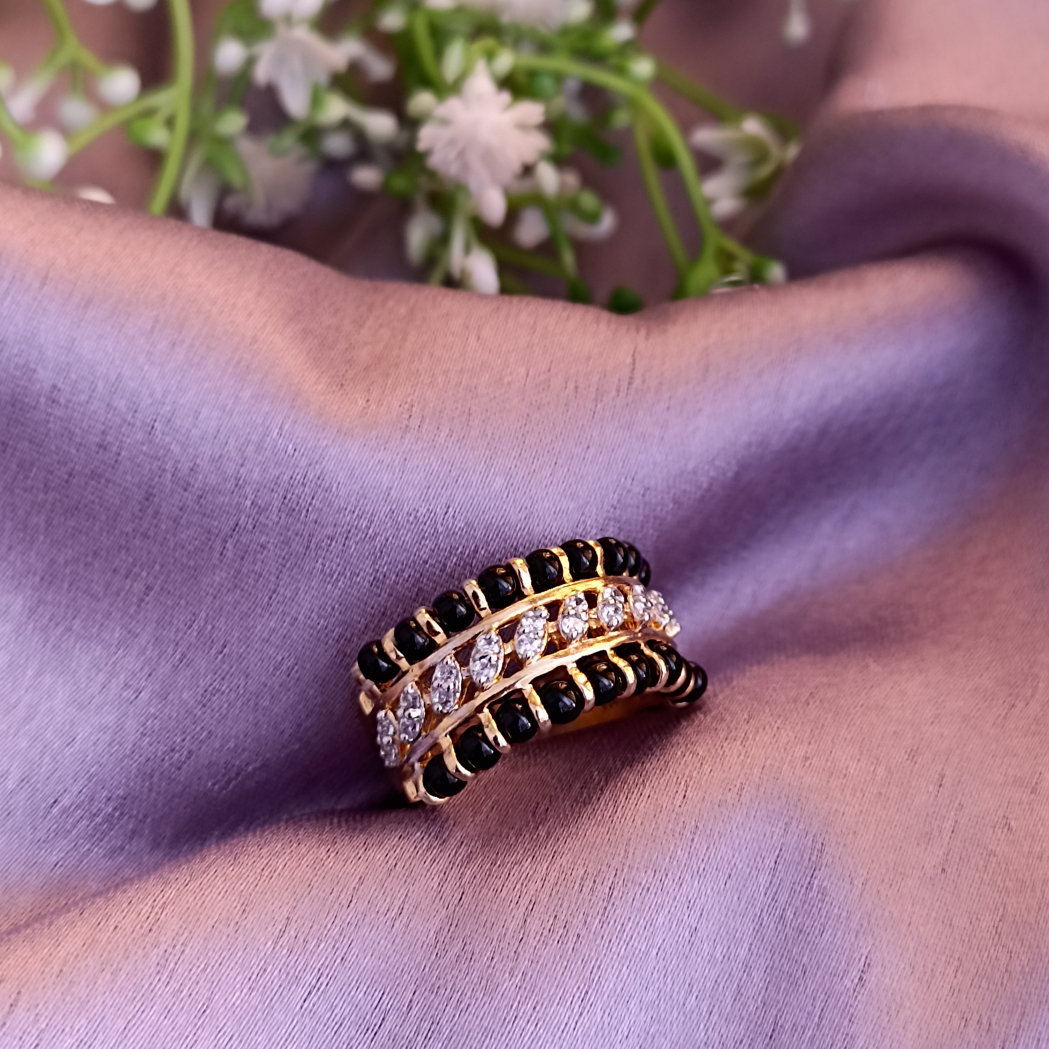 Silver Ring, 925 Sterling Silver Ring, Gemstone Ring, Black Beads Ring,  Cocktail Ring, Statement Ring, Mangalsutra Ring , Wedding Ring, Ring - Etsy